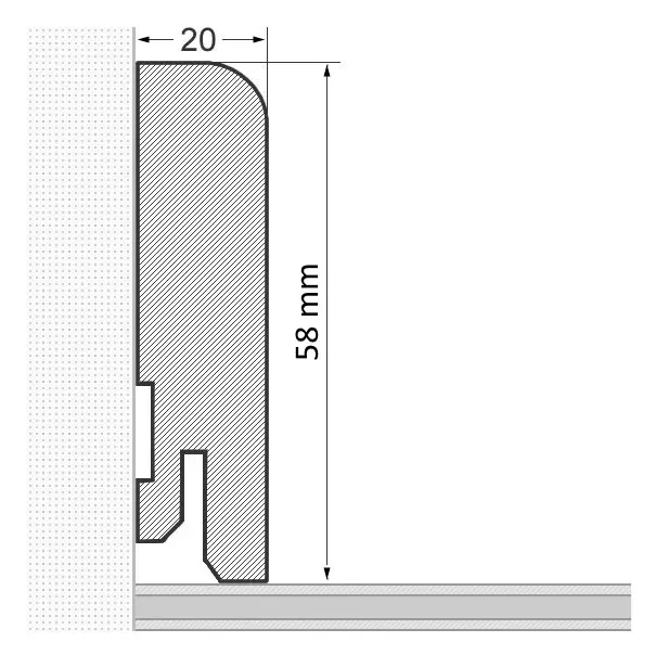 Solid wood skirting board 58 mm rounded - oiled alder