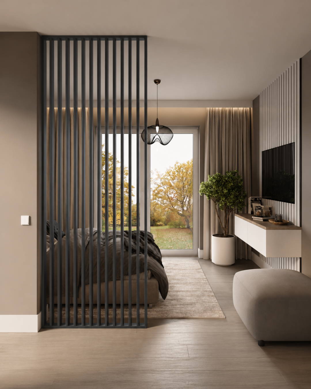 Separador de ambientes / pared de lamas 580 x 2750 x 65 mm Gris/antracita