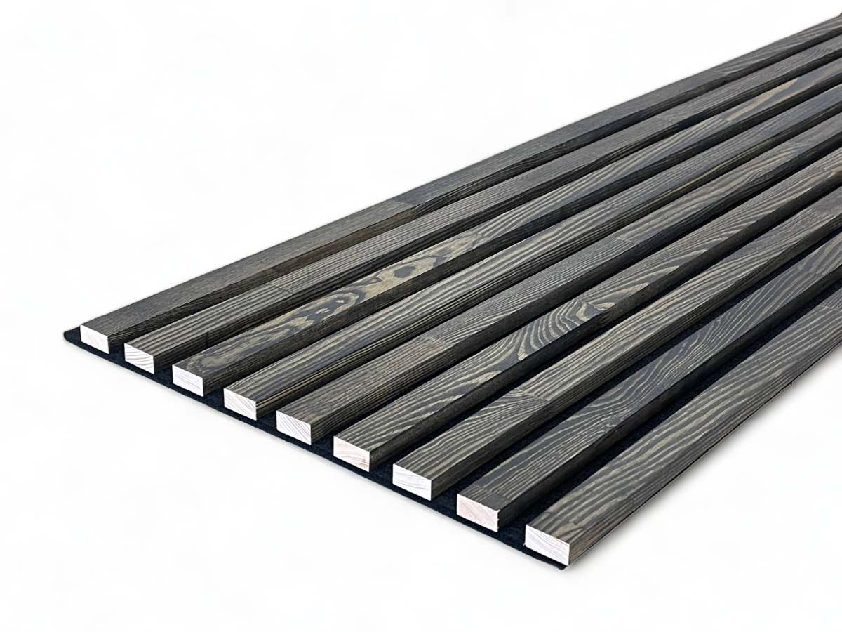 Acoustic+ Massivholz Akustikpaneel Schwarz 2600 x 400 mm - Kiefer - Pepper Black