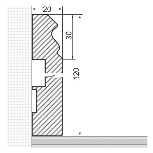Sockelleiste Berliner Profil 120mm - Kiefer geölt