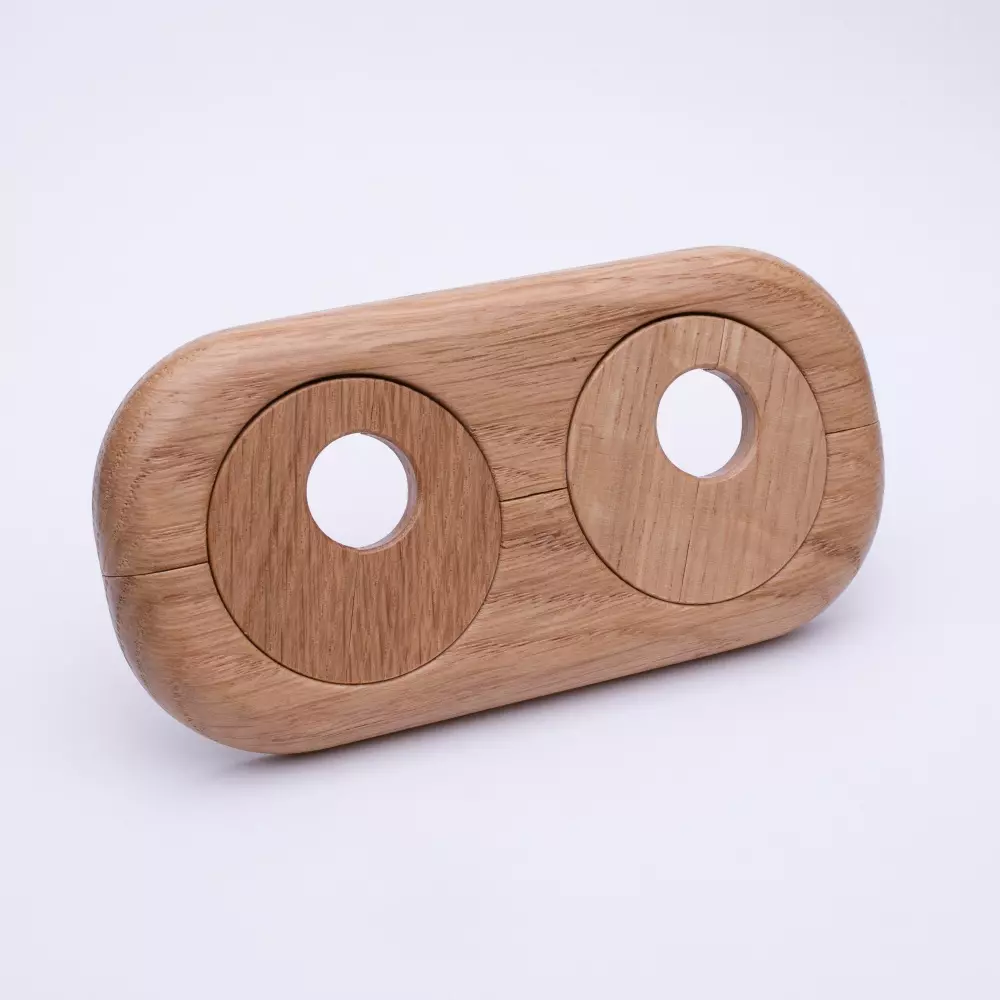 Echtholz-Doppelheizkörperrosette Eiche lackiert 22 mm