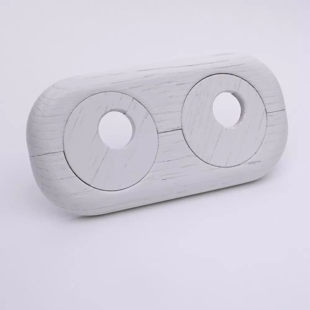 Echtholz-Doppelheizkörperrosette Eiche, Weiß lackiert 15 mm