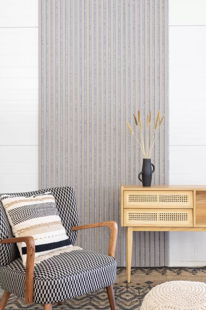 Akustikpaneel 2600 x 400 mm Sandgrau - Akustikfilz Grau - Wandverkleidung