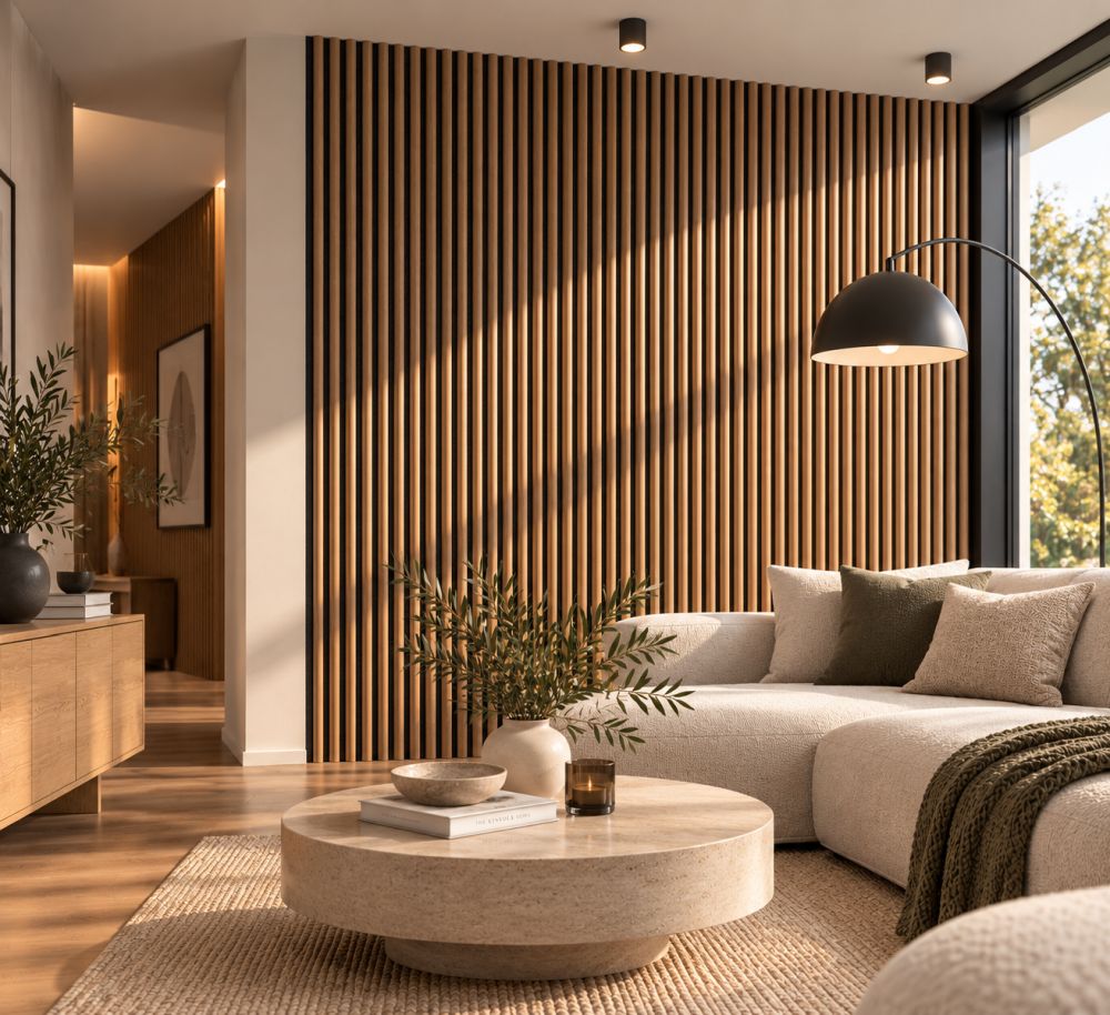 Pannello acustico WAVE 2600 x 400 mm - Feltro acustico nero - Oak natural