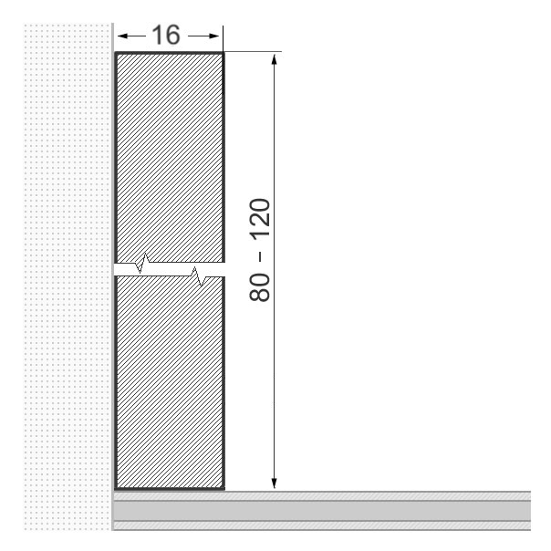Zócalo de madera maciza 80 x 16 mm cuadrado - roble lacado