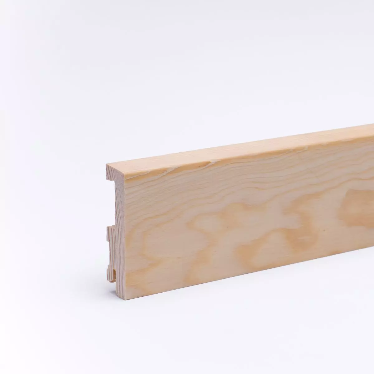 Solid wood skirting 80mm with chamfered front edge oiled pine