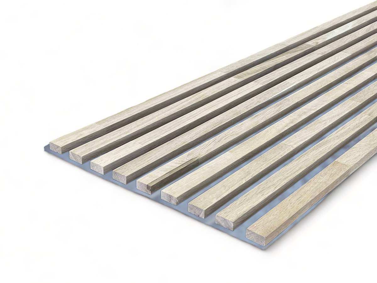 Solid Wood Acoustic Panel Grey 2600 x 400 mm Oak natural - untreated