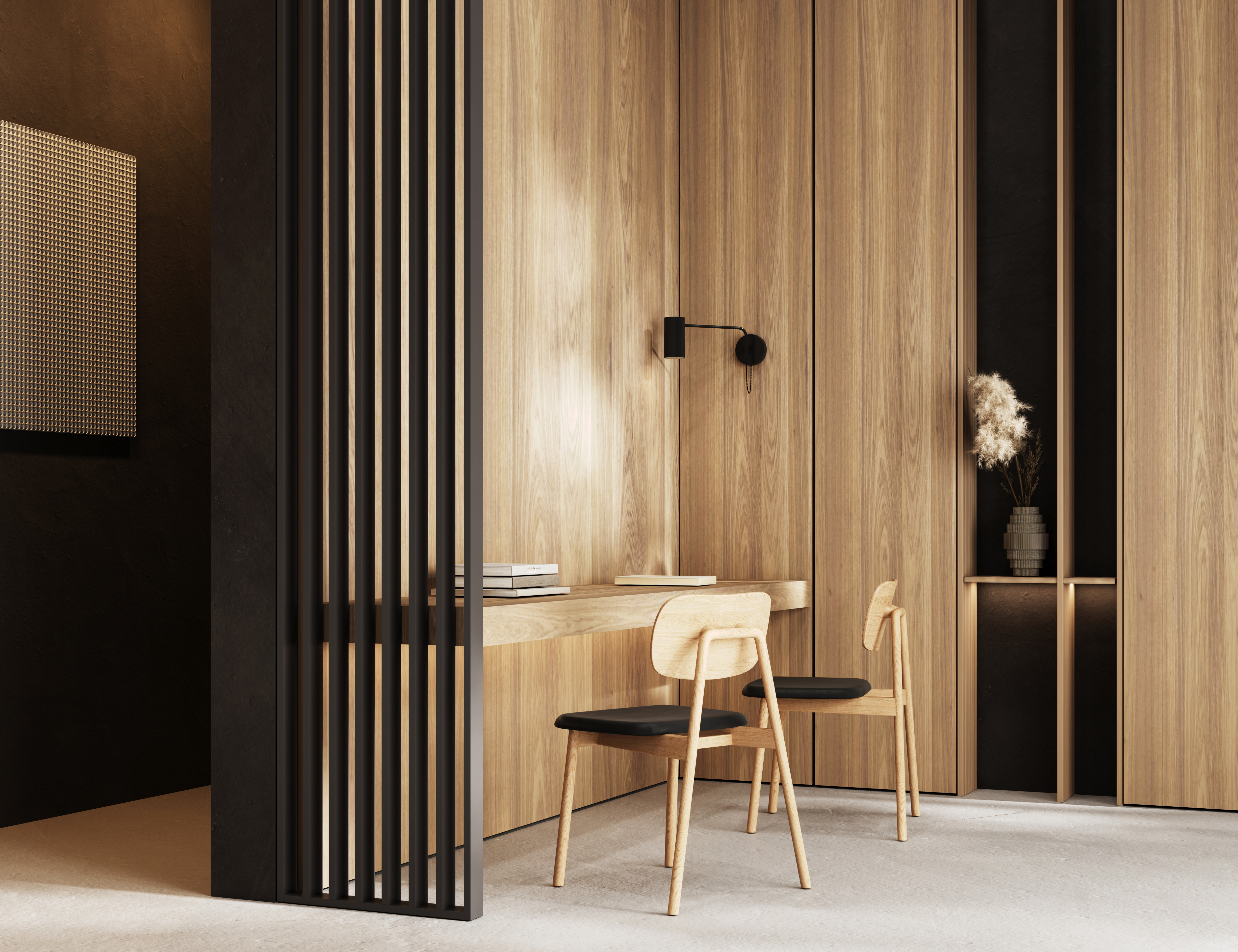 Raumteiler/ Lamellenwand 580 x 2750 x 65 mm Schwarz