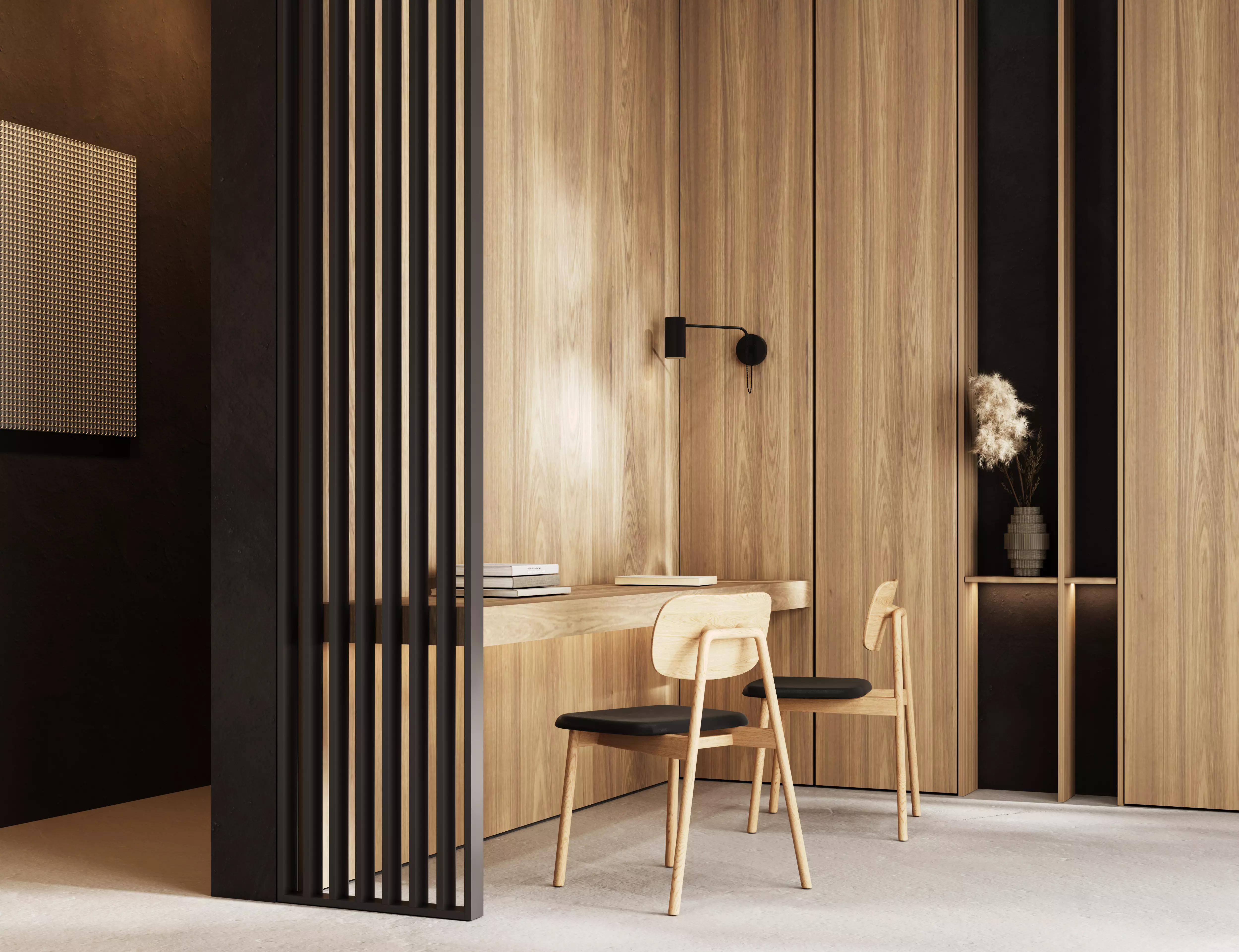 Raumteiler/ Lamellenwand 580 x 2750 x 65 mm Schwarz