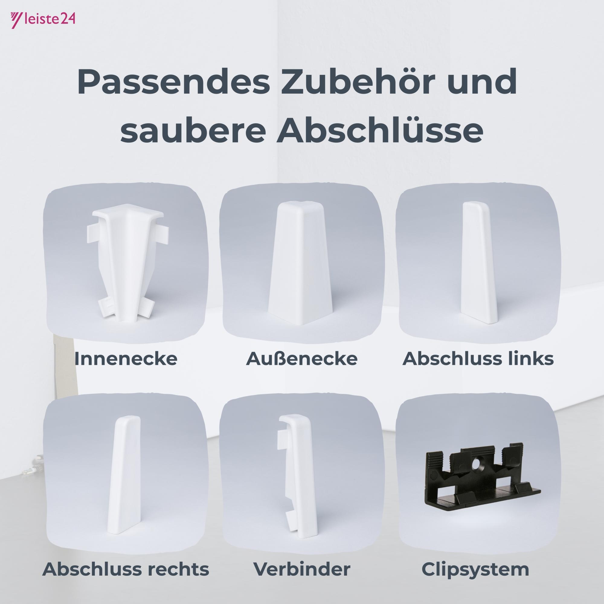 Leiste24 All inclusive Paket 52 m Sockelleisten 60 mm weiß