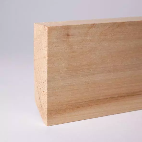 Solid wood skirting 80 mm with quadrangular untreated maple