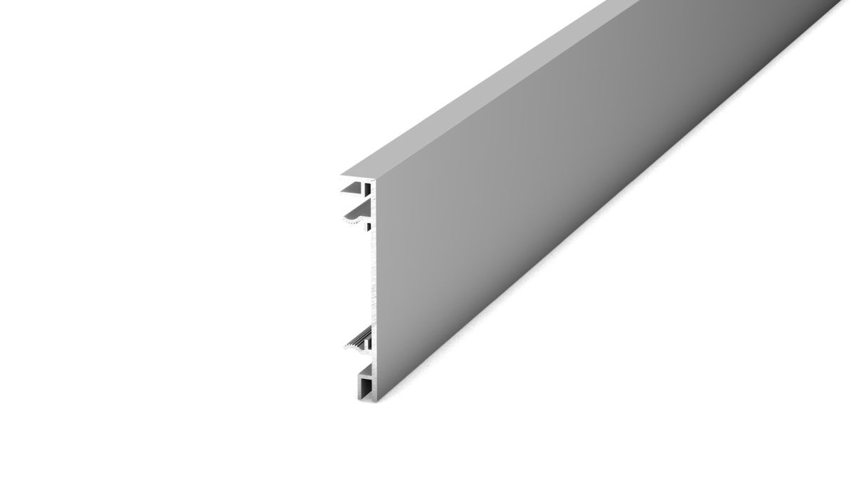 Metal skirting 60 x 10mm - Aluminum silver