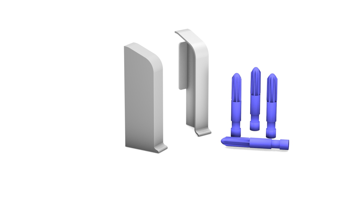 end caps for metal skirtings for cable installation - silver