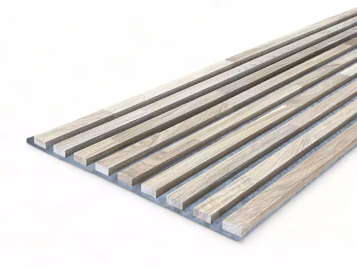 Massivholz Akustikpaneele Grau 2600 x 400 mm Eiche natur - Cotton White