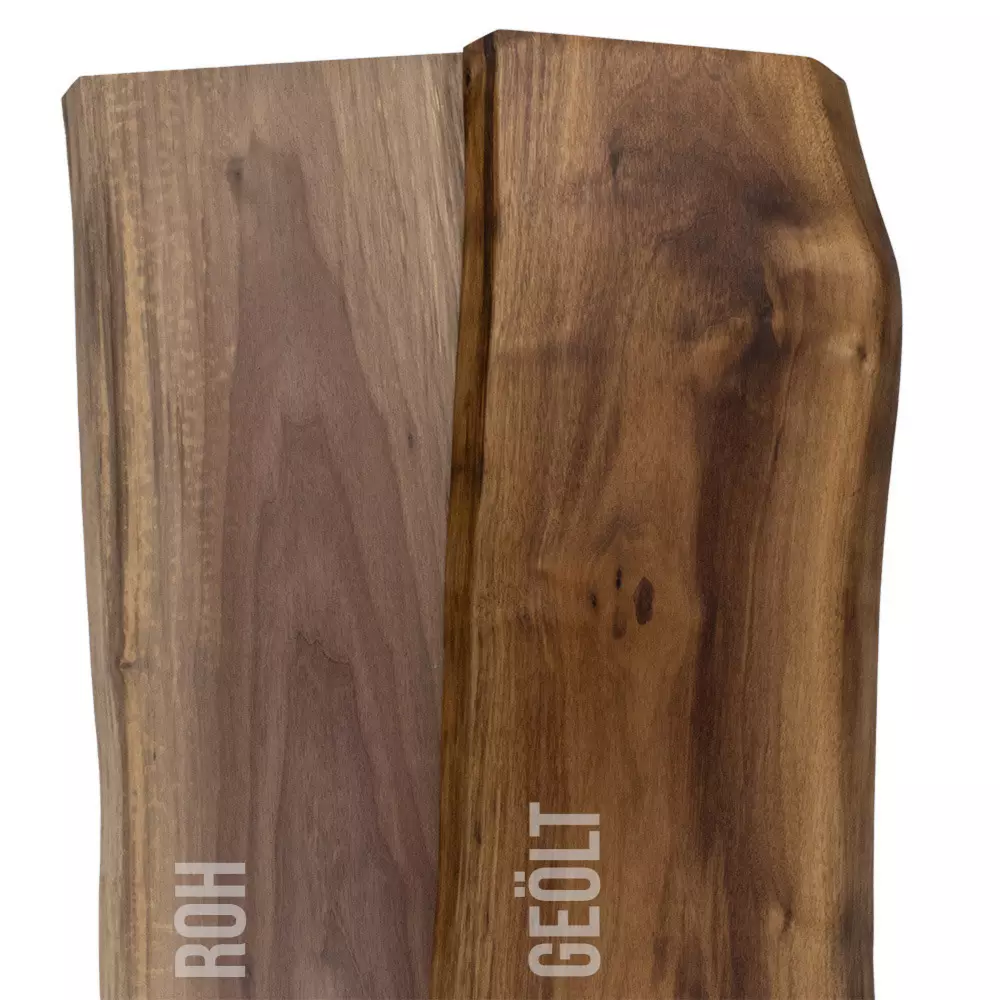 Tree slice, walnut top 25 mm solid wood with tree edge - 25 - 30 cm