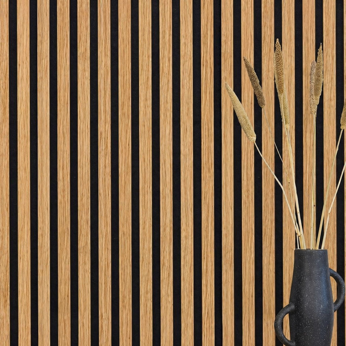 Panel acústico Acoustic+ Premium de roble aceitado, 2400 x 600 mm - Fieltro acústico negro