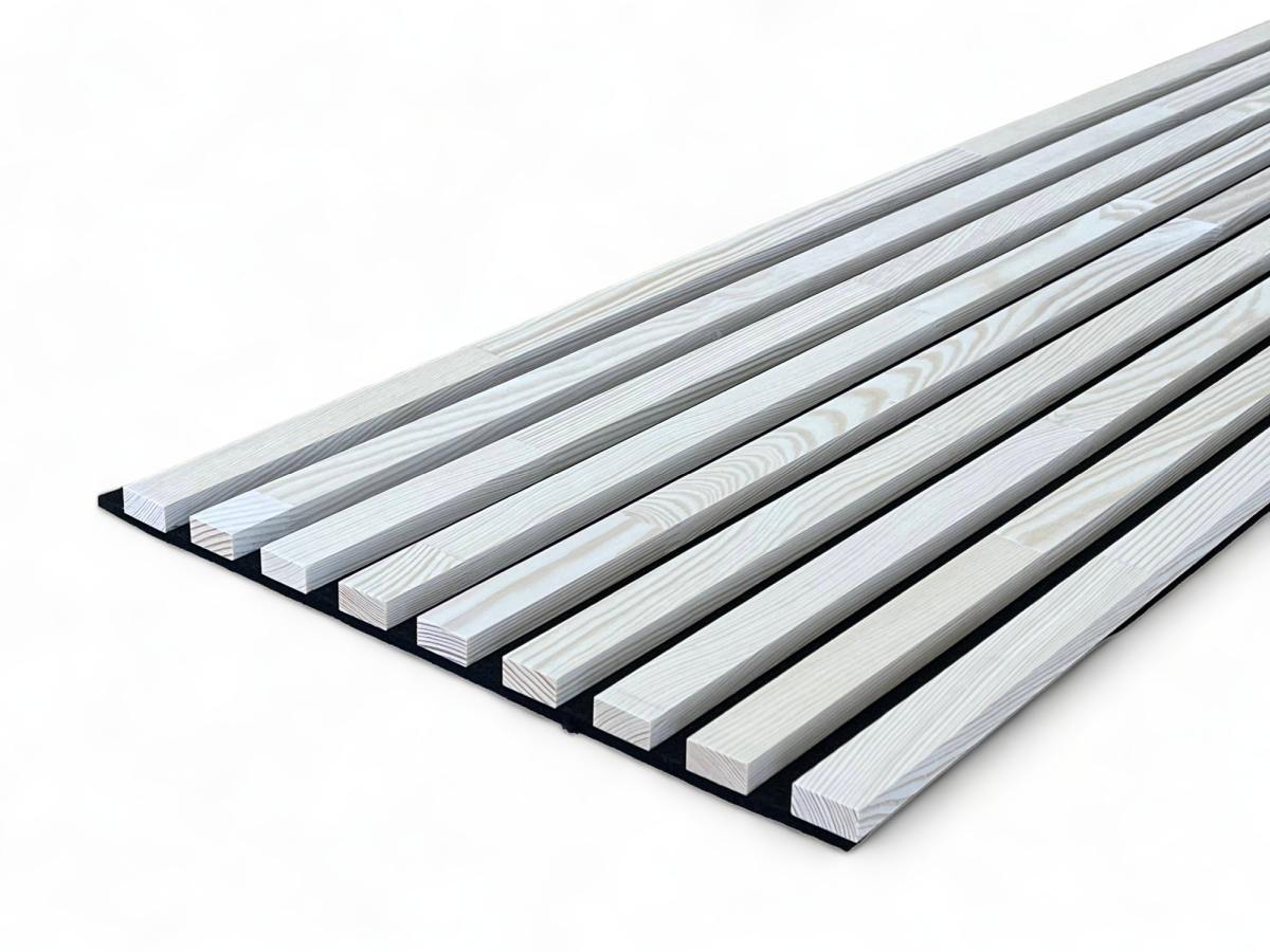 Acoustic+ Massivholz Akustikpaneel Schwarz 2600 x 400 mm - Kiefer - Light White