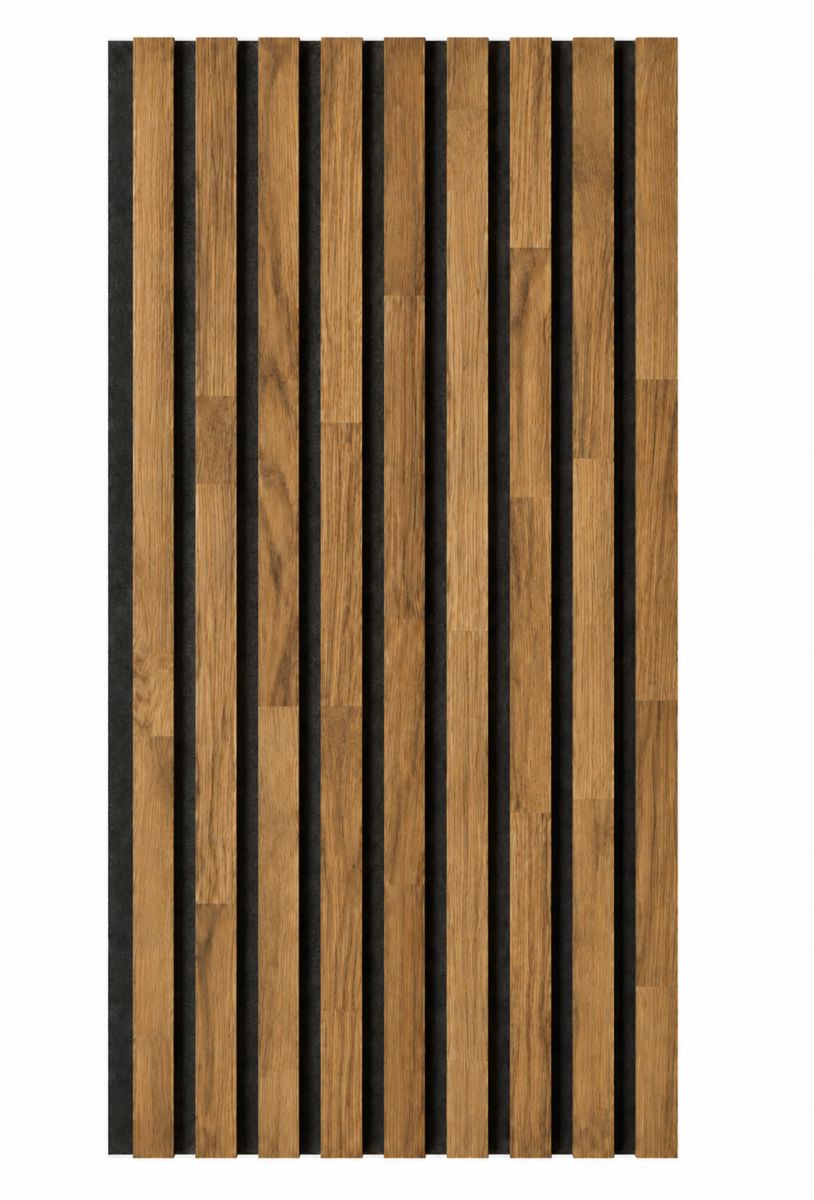 Acoustic+ Massivholz Akustikpaneel Schwarz 2600 x 400 mm - Eiche Natur - Terra Brown