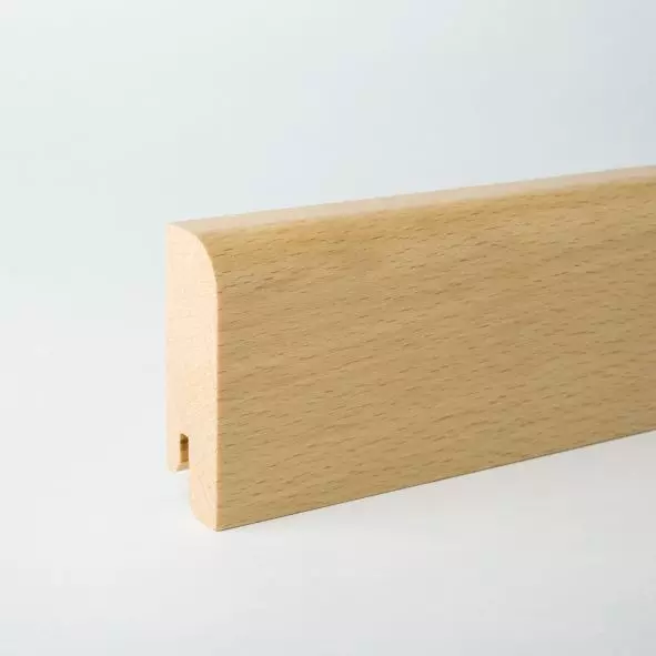 Massivholz-Sockelleiste abgerundet 80mm - Buche gelackt