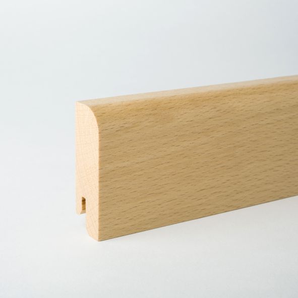 Massivholz-Sockelleiste abgerundet 80mm - Buche gelackt