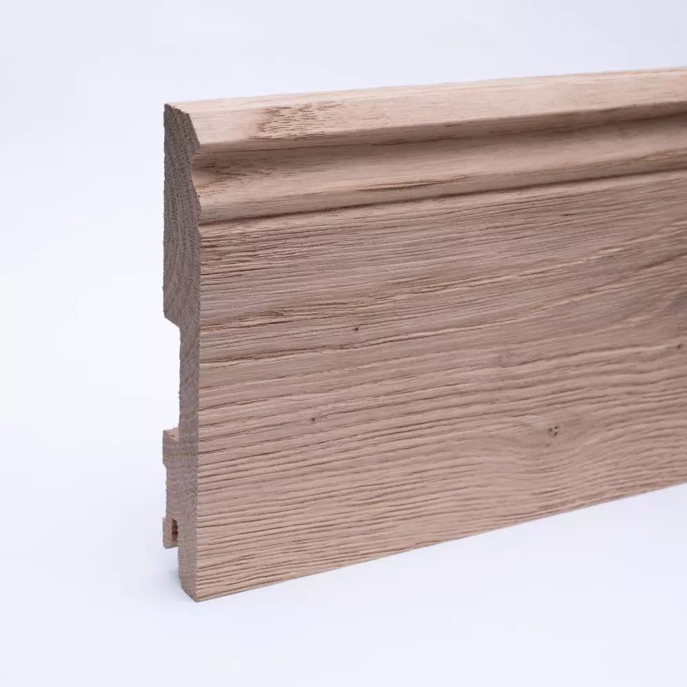 solid wood skirting 120mm with Berlin profile untreated oak