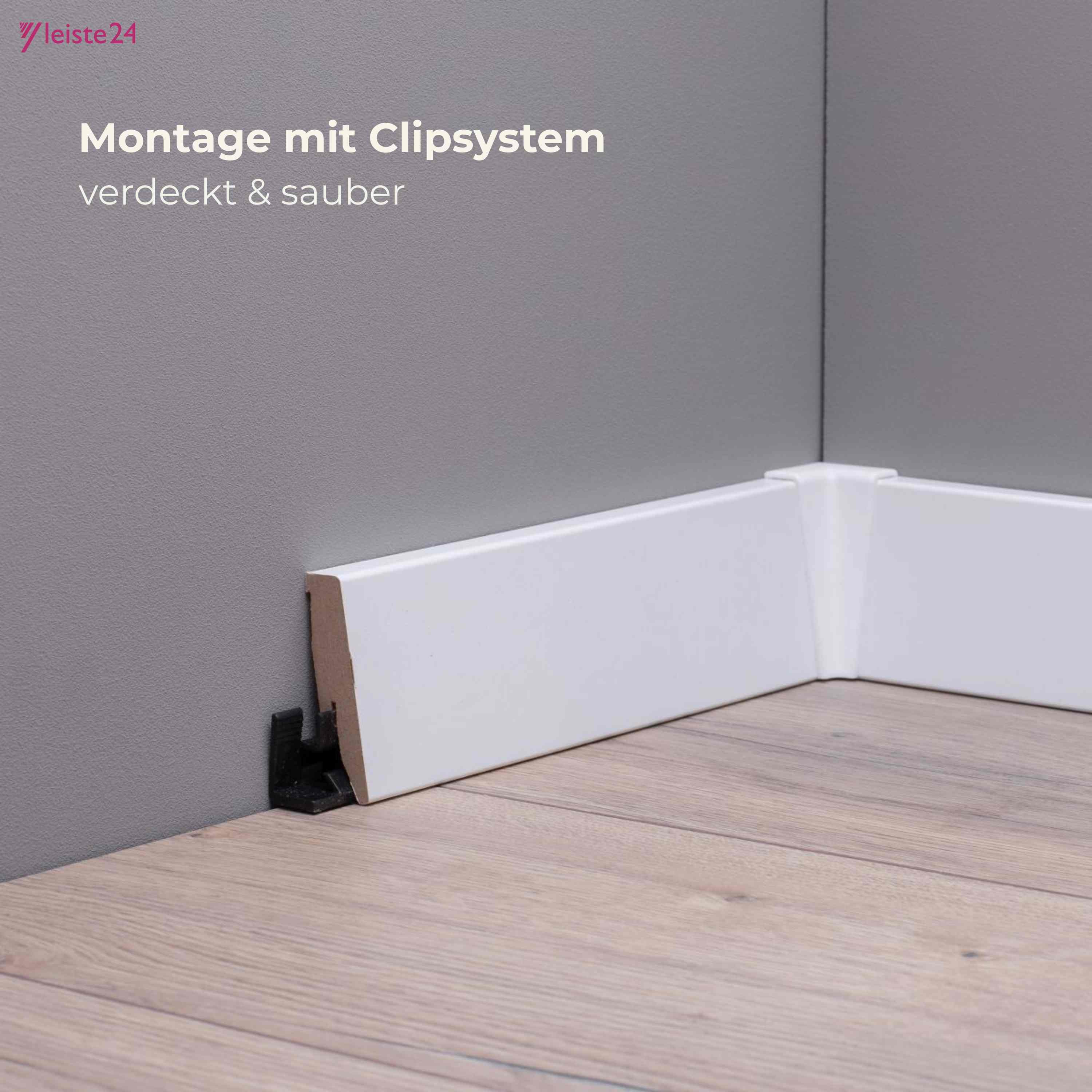 Leiste24 All inclusive Paket 52 m Sockelleisten 60 mm weiß