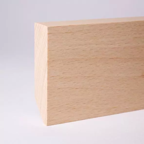 Vierkant Massivholz-Sockelleiste 60mm - Buche roh
