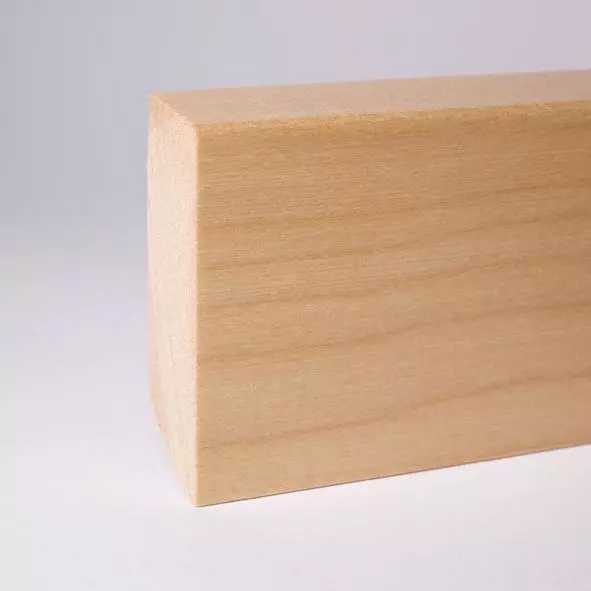 Solid wood skirting 80 mm with chamfered front edge varnished maple