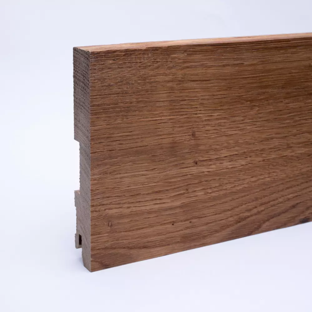 Vierkant Massivholz-Sockelleiste 120mm - Eiche gebürstet und geölt