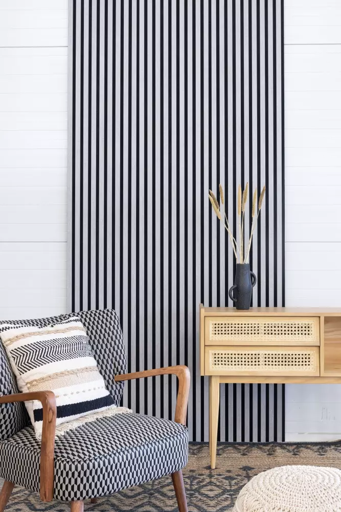 Akustikpaneel 2400 x 600 mm Beton - Akustikfilz  Schwarz - Wandverkleidung