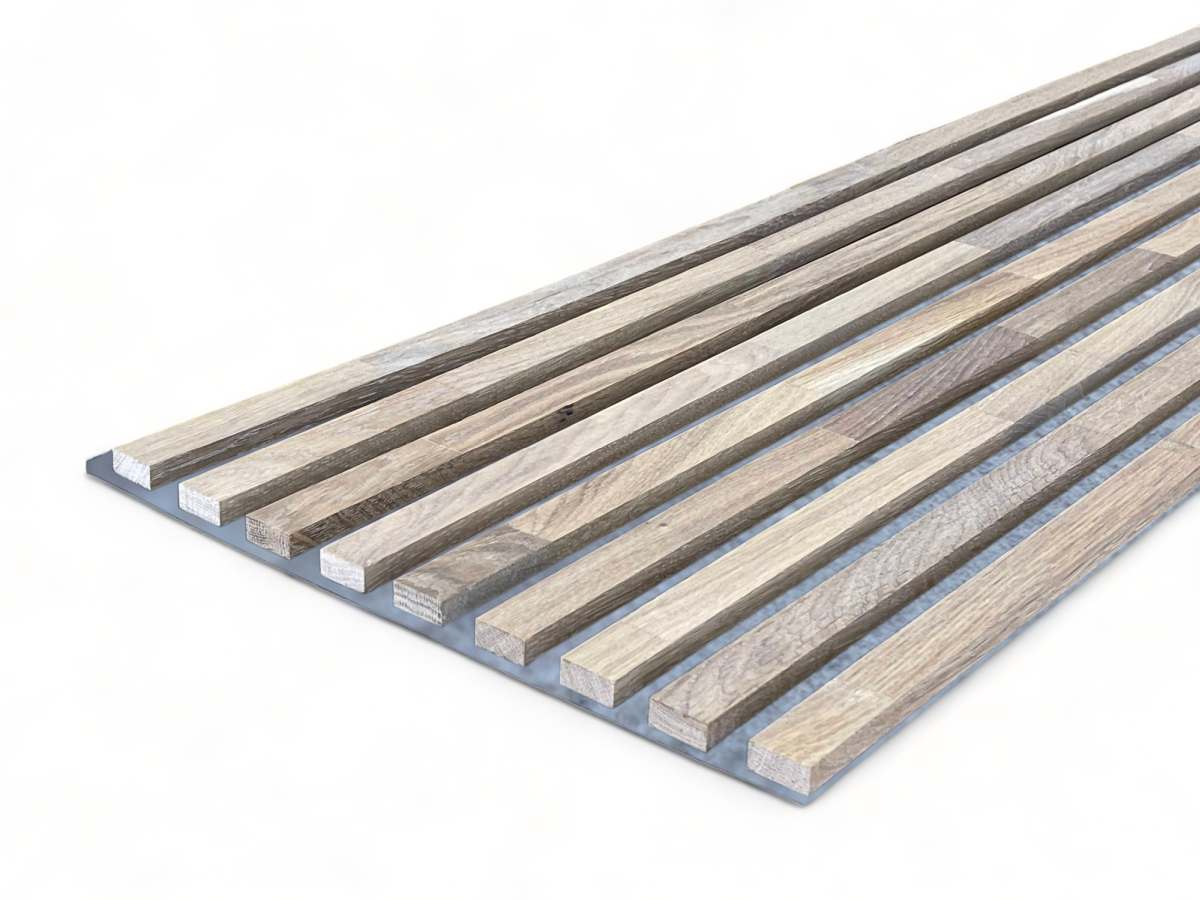 Massivholz Akustikpaneele Grau 2600 x 400 mm Eiche natur - Lime White