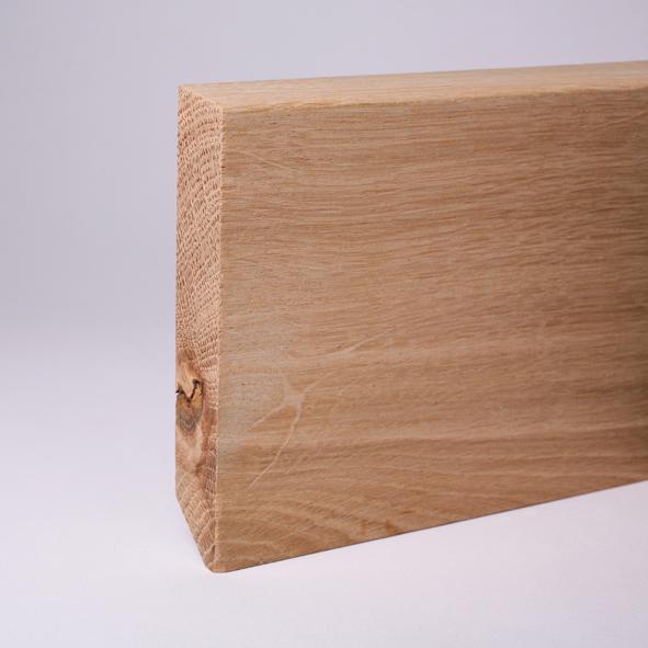 Massivholz Sockelleiste abgeschrägt 120mm - Eiche roh