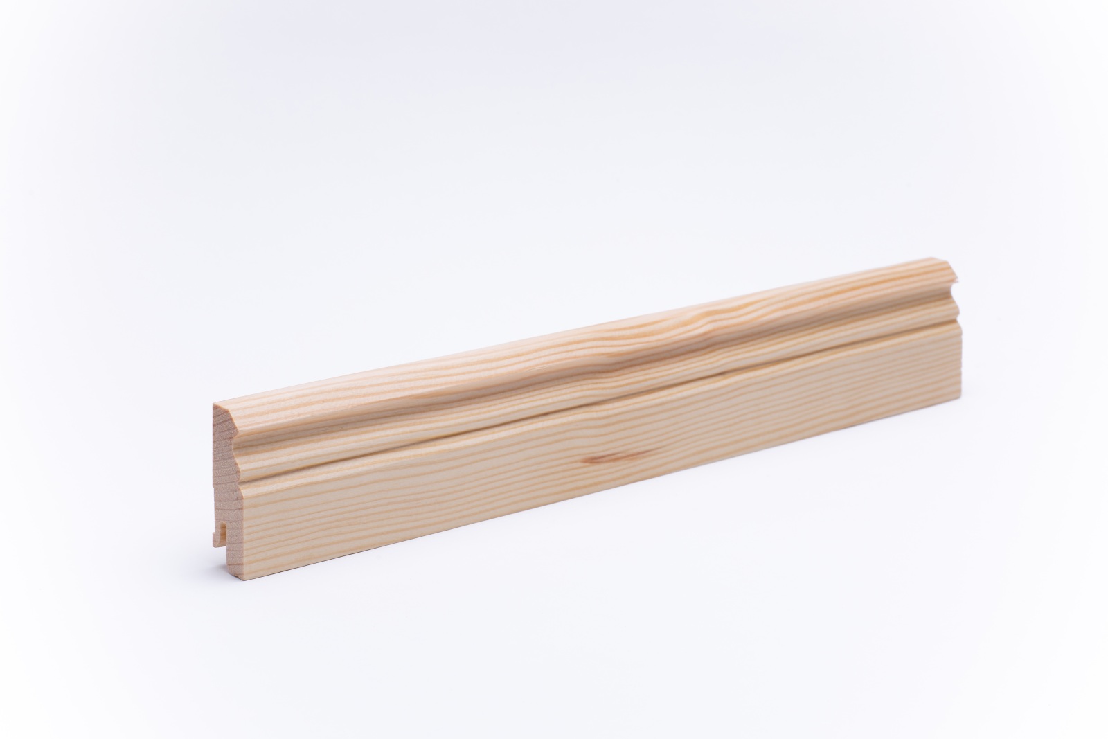 Rodapié de madera maciza perfil Berlin 60 mm, pino lacado