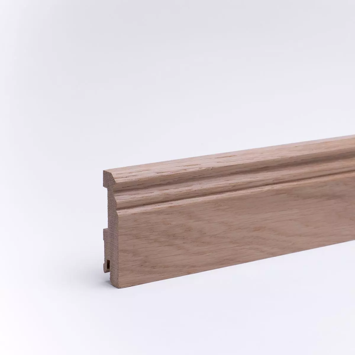 Solid wood skirting 80mm with Berlin profile varnished oak