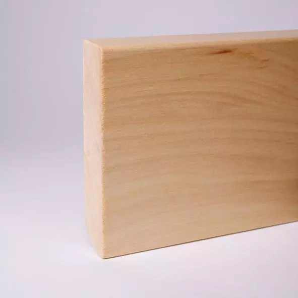 Solid wood skirting 100 mm with chamfered front edge varnished maple