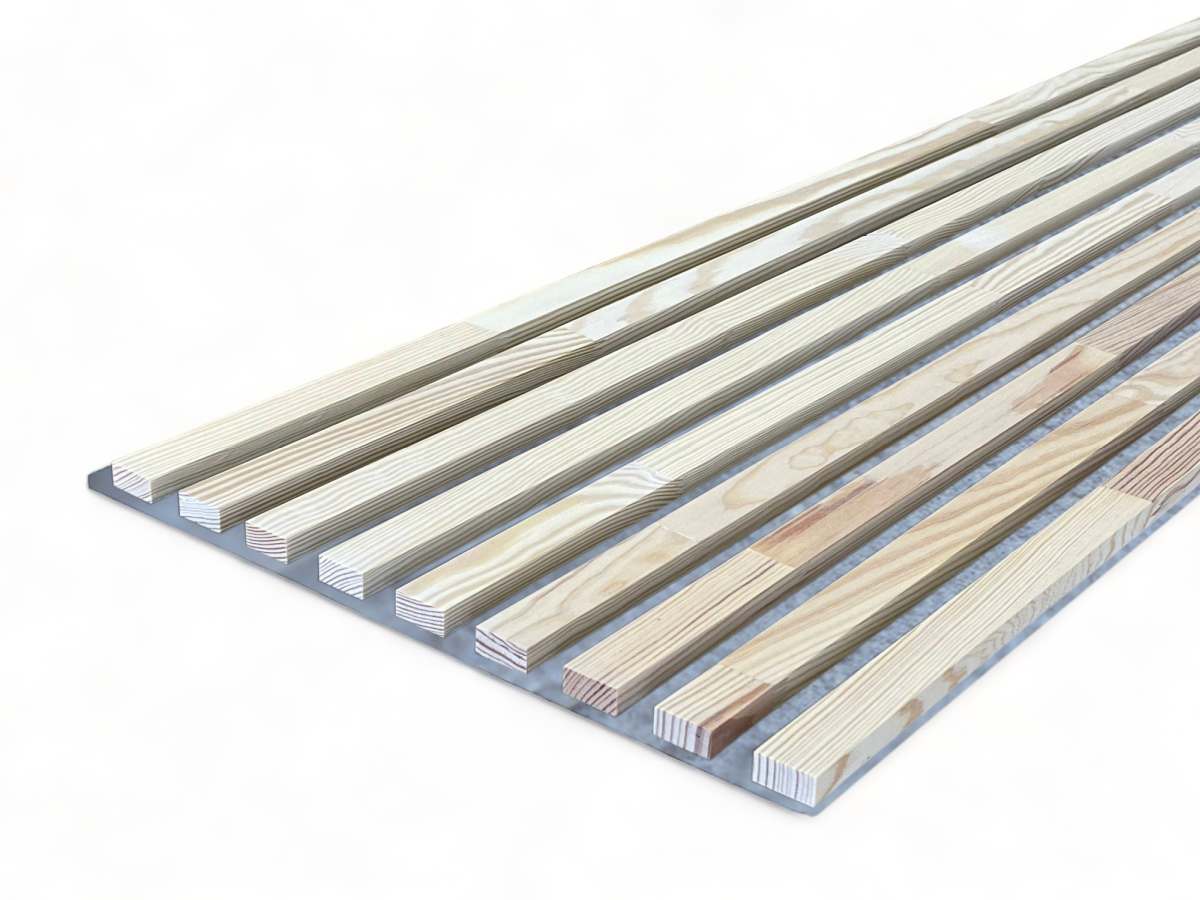 Massivholz Akustikpaneele Grau 2600 x 400 mm Kiefer - Lime White