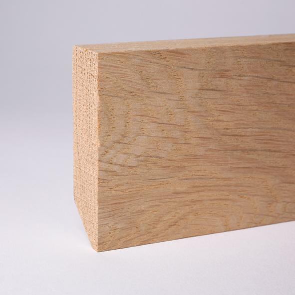 40 lfm Massivholz-Sockelleisten Vierkant 40 x 20 mm - Eiche roh