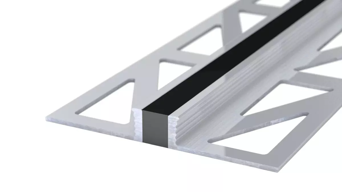 Aluminium expansion joint profile - EPDM joint - for 6mm coverings - Black 2.5m