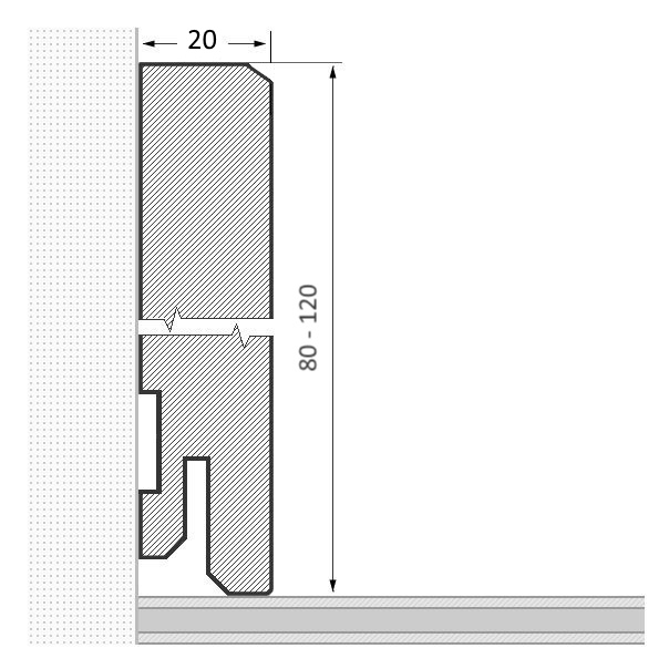 Massivholz-Sockelleiste 100mm gefaste Vorderkante - Eiche geölt