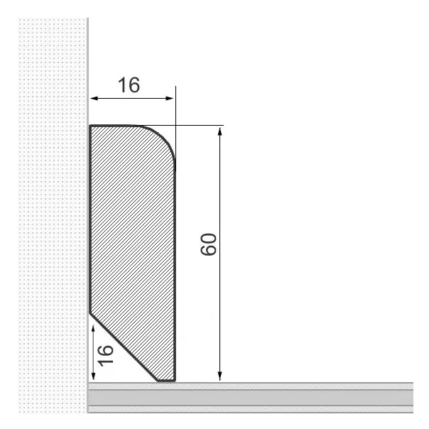 Solid wood skirting board 60x16mm rounded - oak oiled