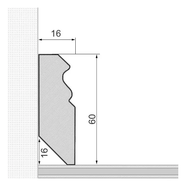 Solid wood skirting board 60x16mm Berlin profile - lacquered oak