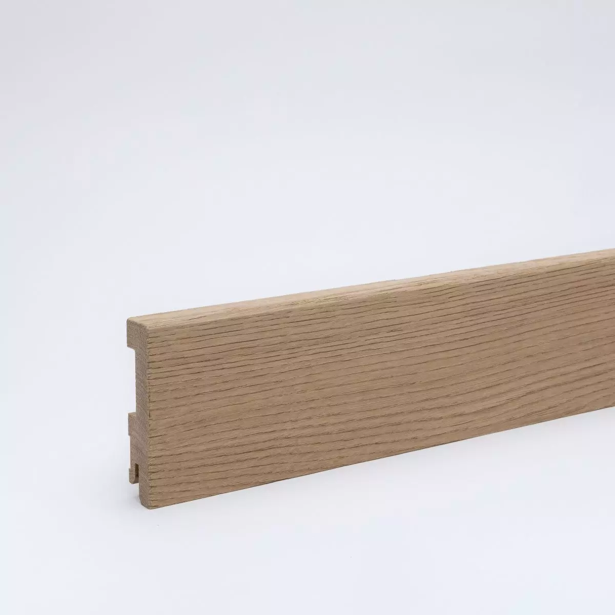 Solid wood skirting 80mm bevelled front edge - oak brushed raw