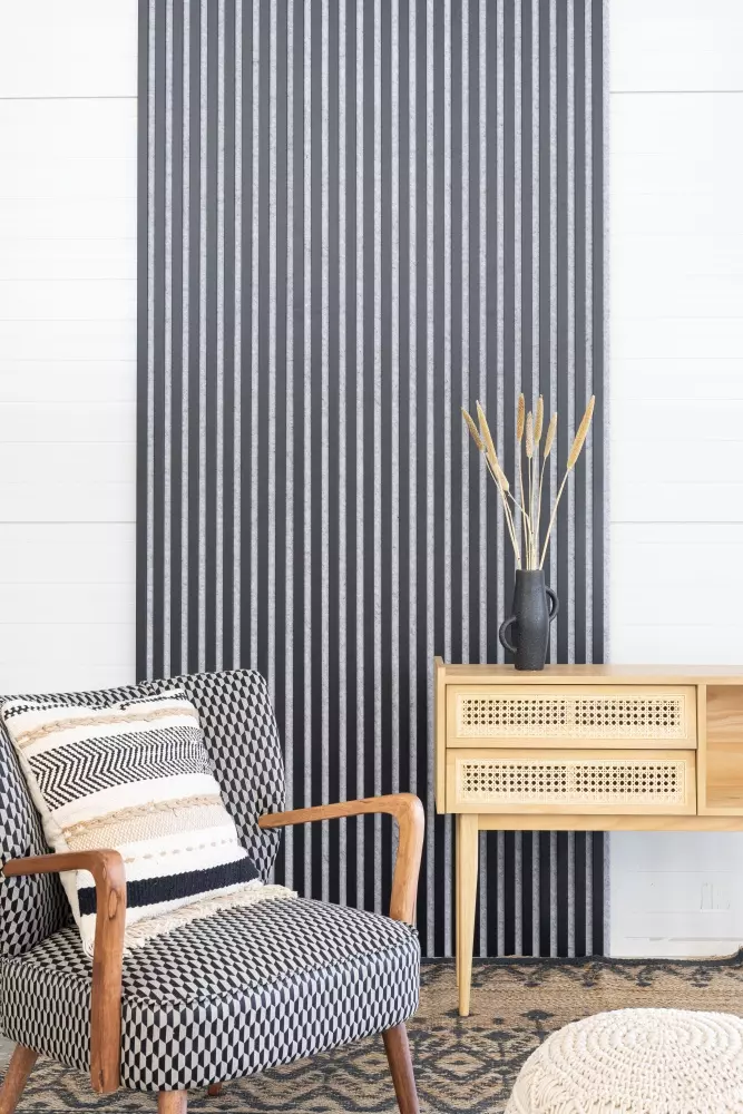 Akustikpaneel 3000 x 400 mm Schwarz - Akustikfilz Grau - Wandverkleidung