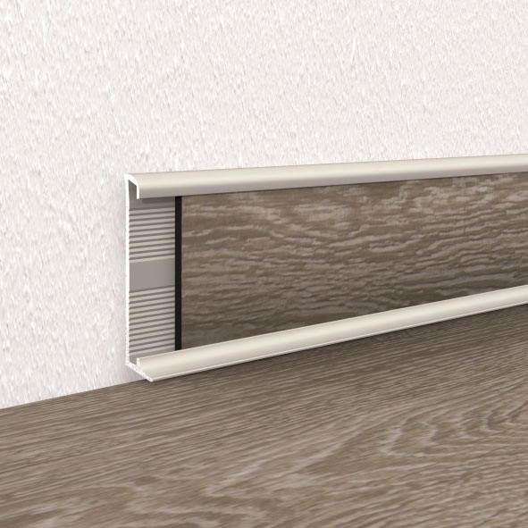 Aluminum skirting board 379 with inset 4-5 mm - silver