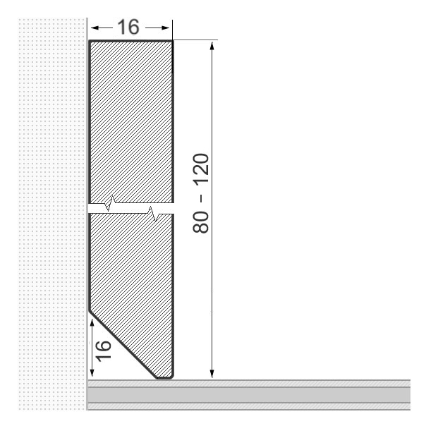 Solid wood skirting board 120x16mm square - raw oak