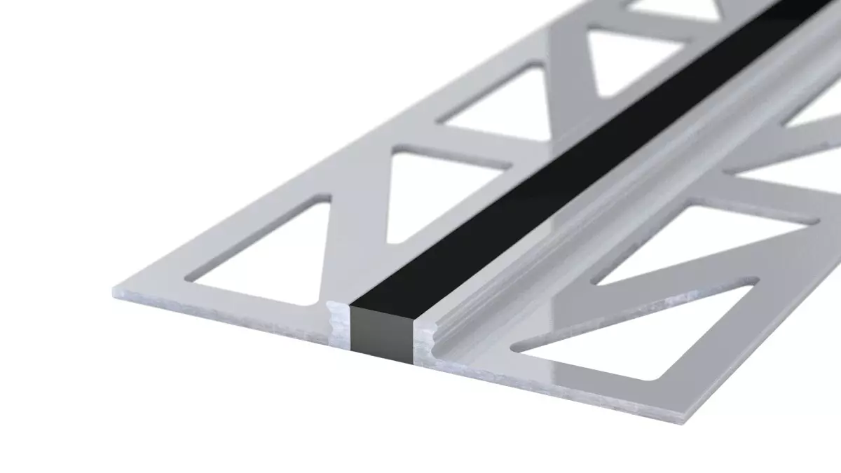 Aluminium expansion joint profile - EPDM joint - for 3mm coverings - Black 3m