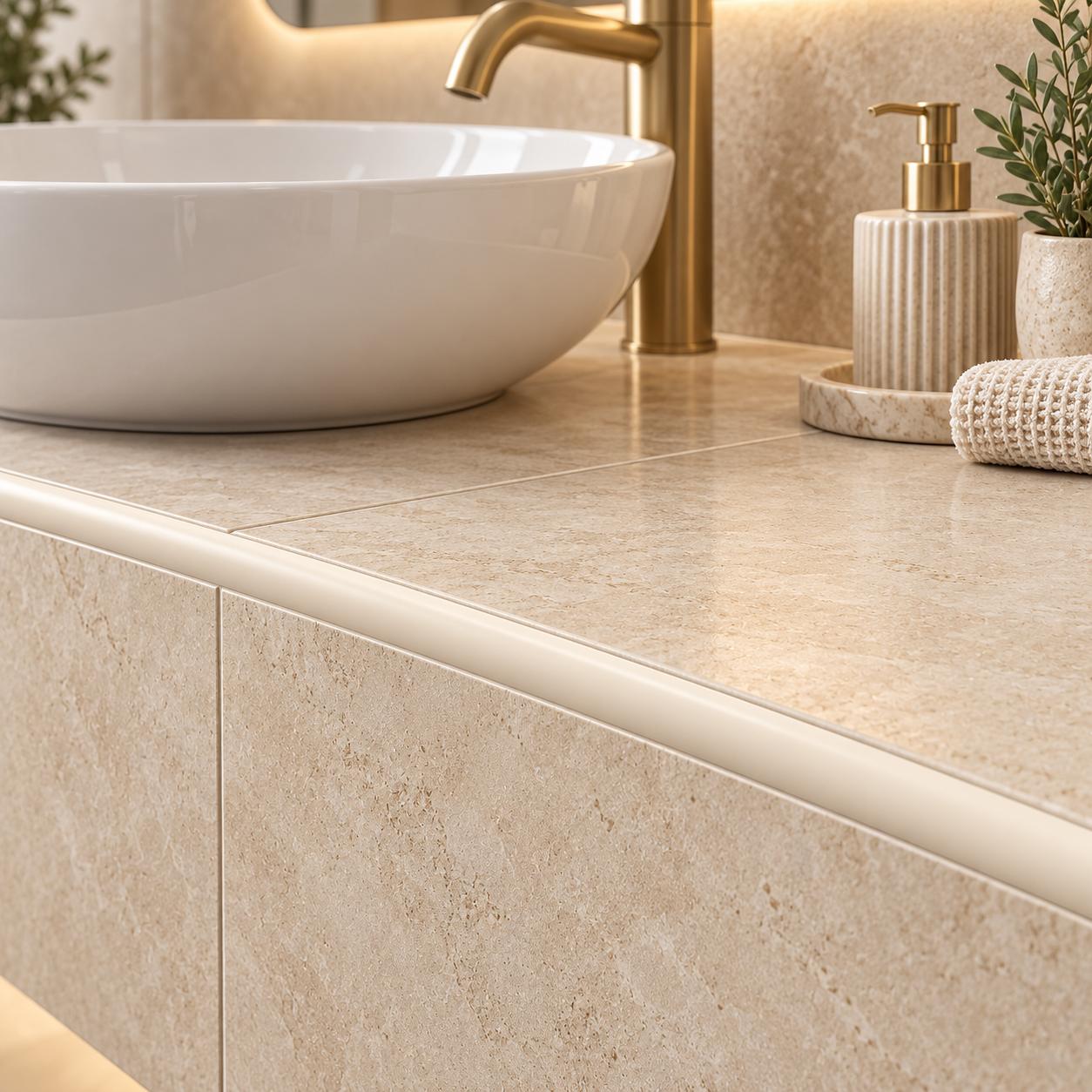Profilo triangolare in PVC per piastrelle  a quarto di tondo 10mm beige