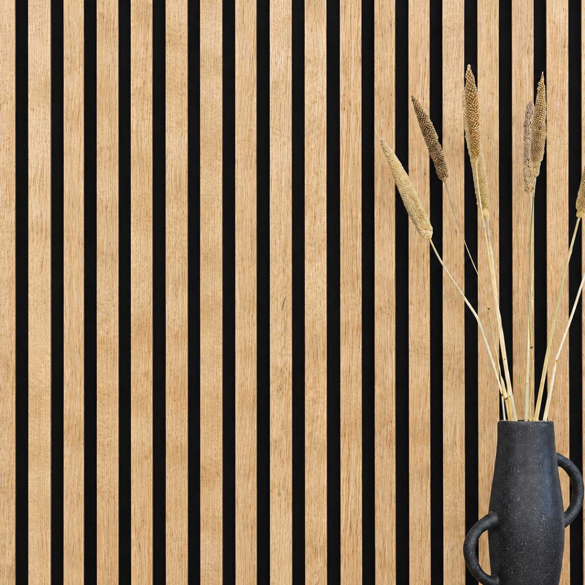 Acoustic+ Akustikpaneel Eiche Pure 2600 x 400 mm - Akustikfilz Schwarz