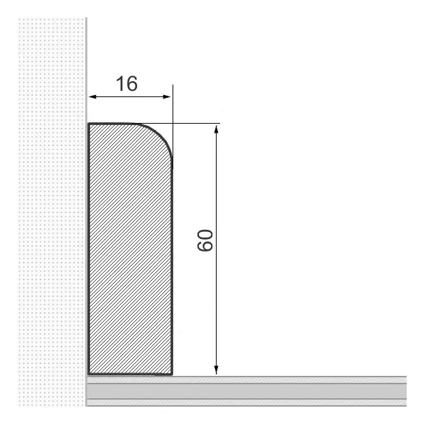 Solid wood skirting board 60x16mm rounded - oak oiled