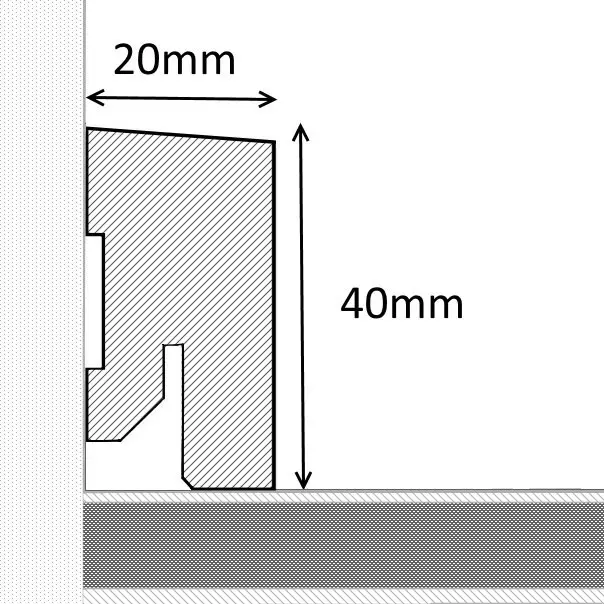 Solid wood skirting 40mm bevelled - ash varnished